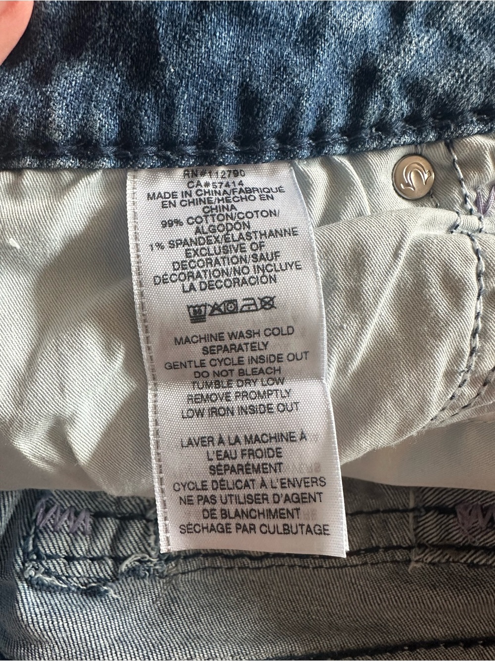 True Religion Becca Super T Stitch Water Dock Bootcut Jeans purple stitch sz 30 - Picture 4 of 11